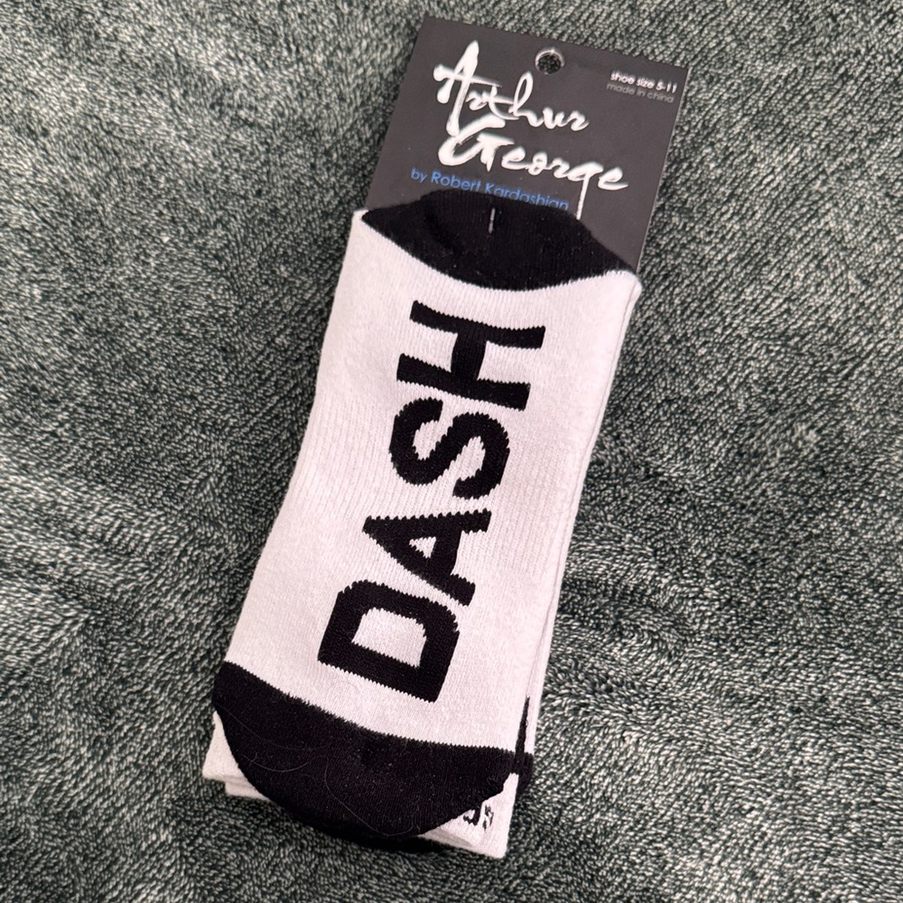 Dash Doll Logo White & Black Crew Socks